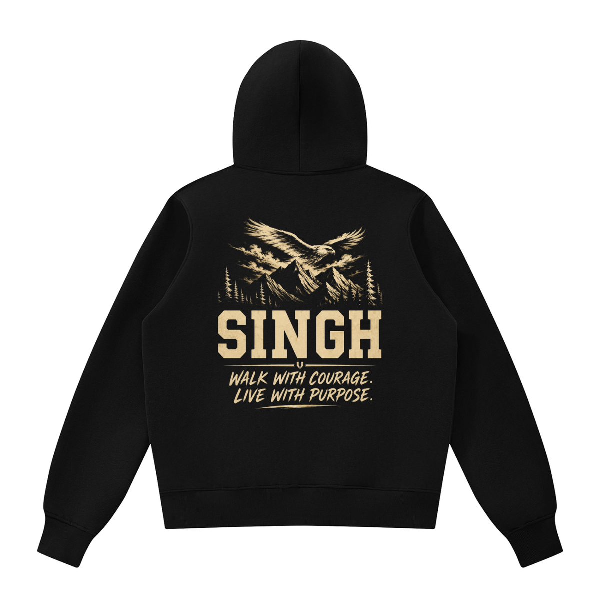 Singh- Walk with Courage || Fleece Full Zip Hoodie