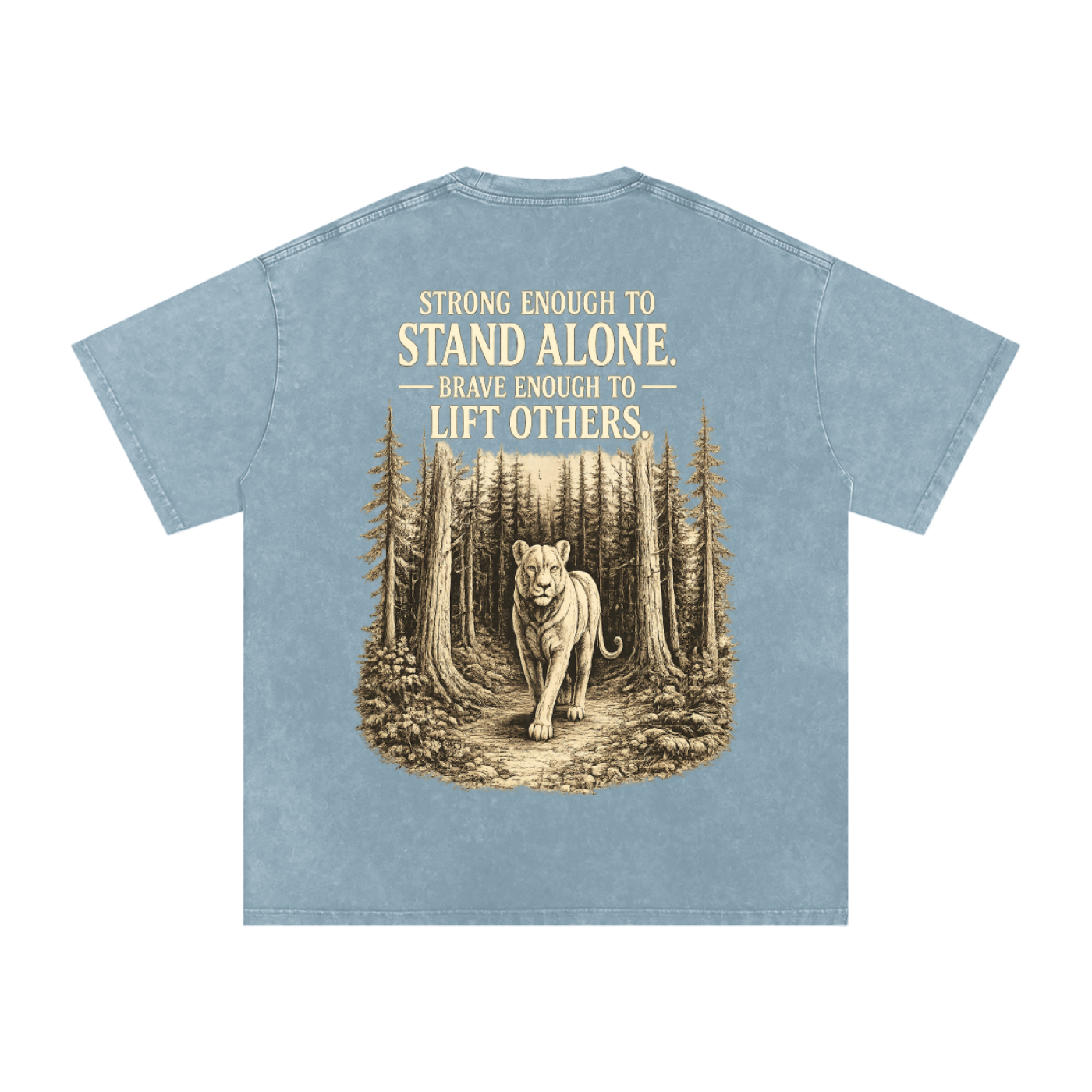 Fearless Lioness- Snow Washed Oversized Cotton Tee