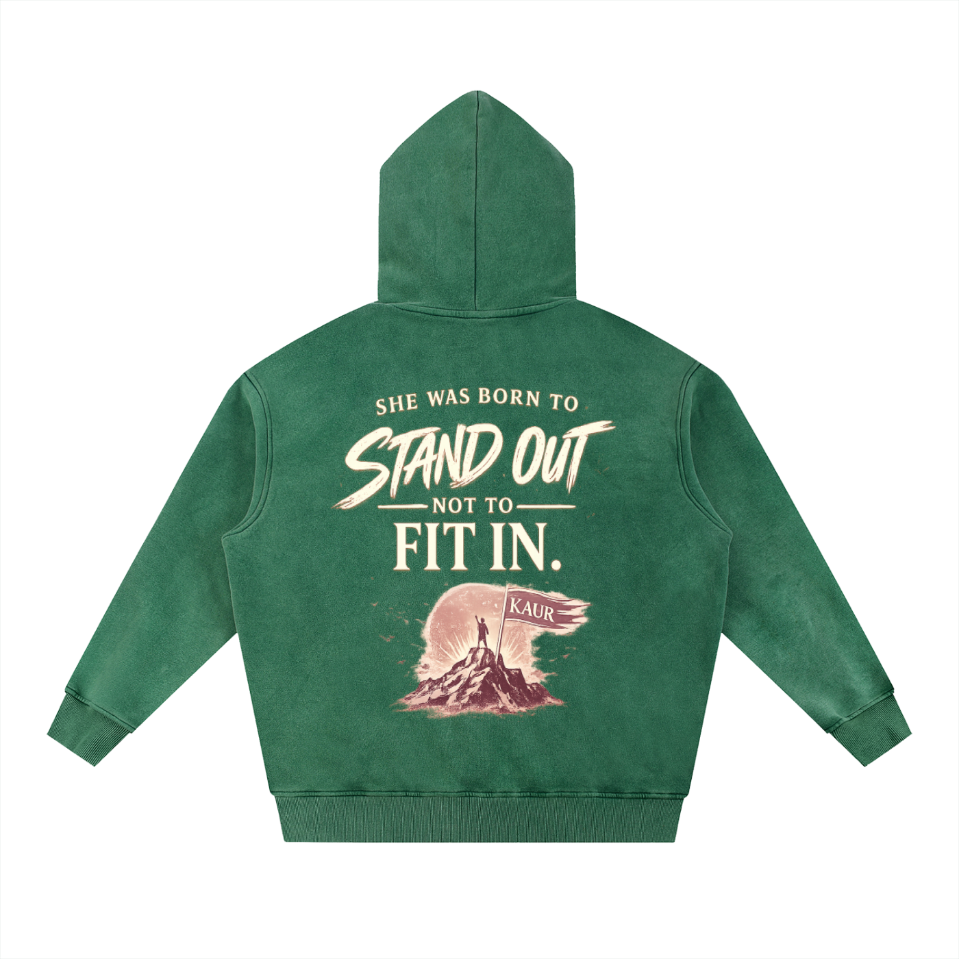 I Am A Kaur - Snow Wash Fleece Oversize Hoodie (Front and Back Design)
