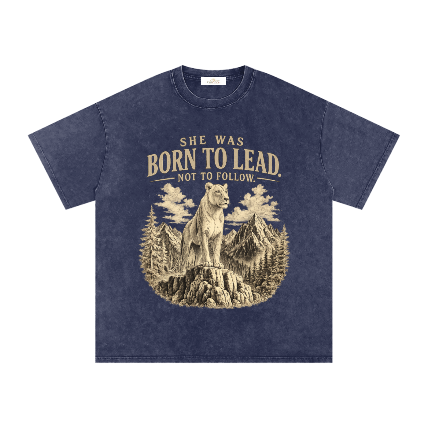 She was Born to Lead- Snow Washed Oversized Tee