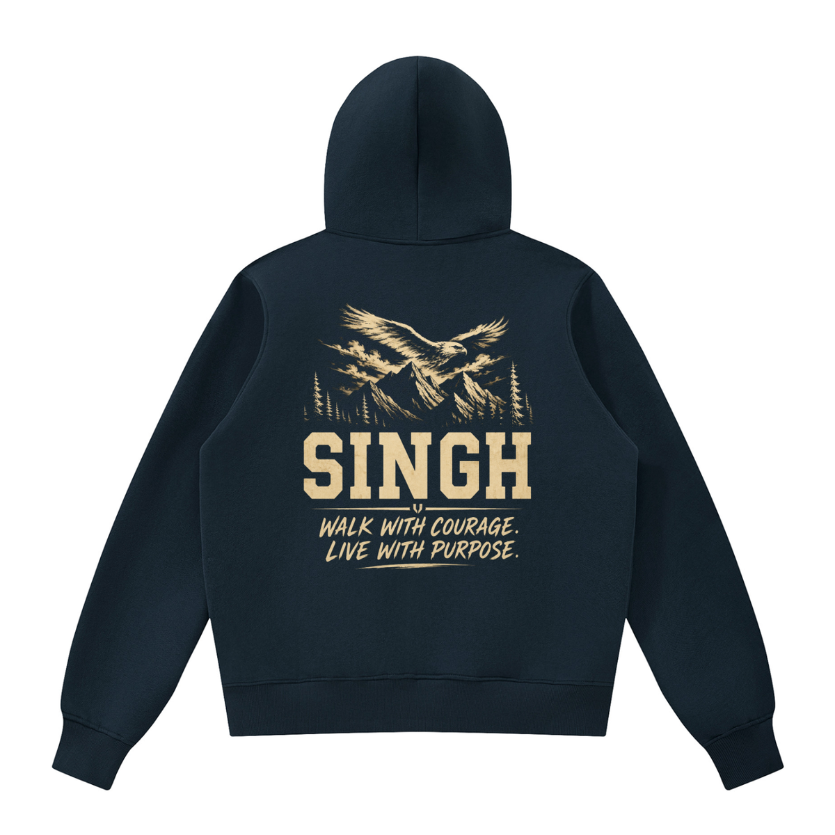 Singh- Walk with Courage || Fleece Full Zip Hoodie