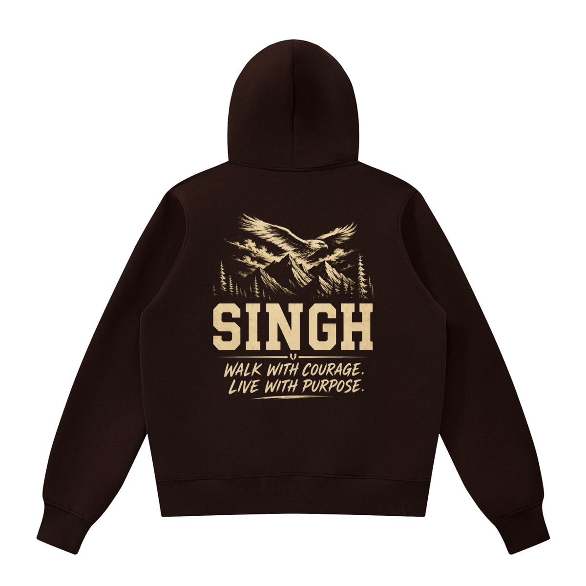 Singh- Walk with Courage || Fleece Full Zip Hoodie