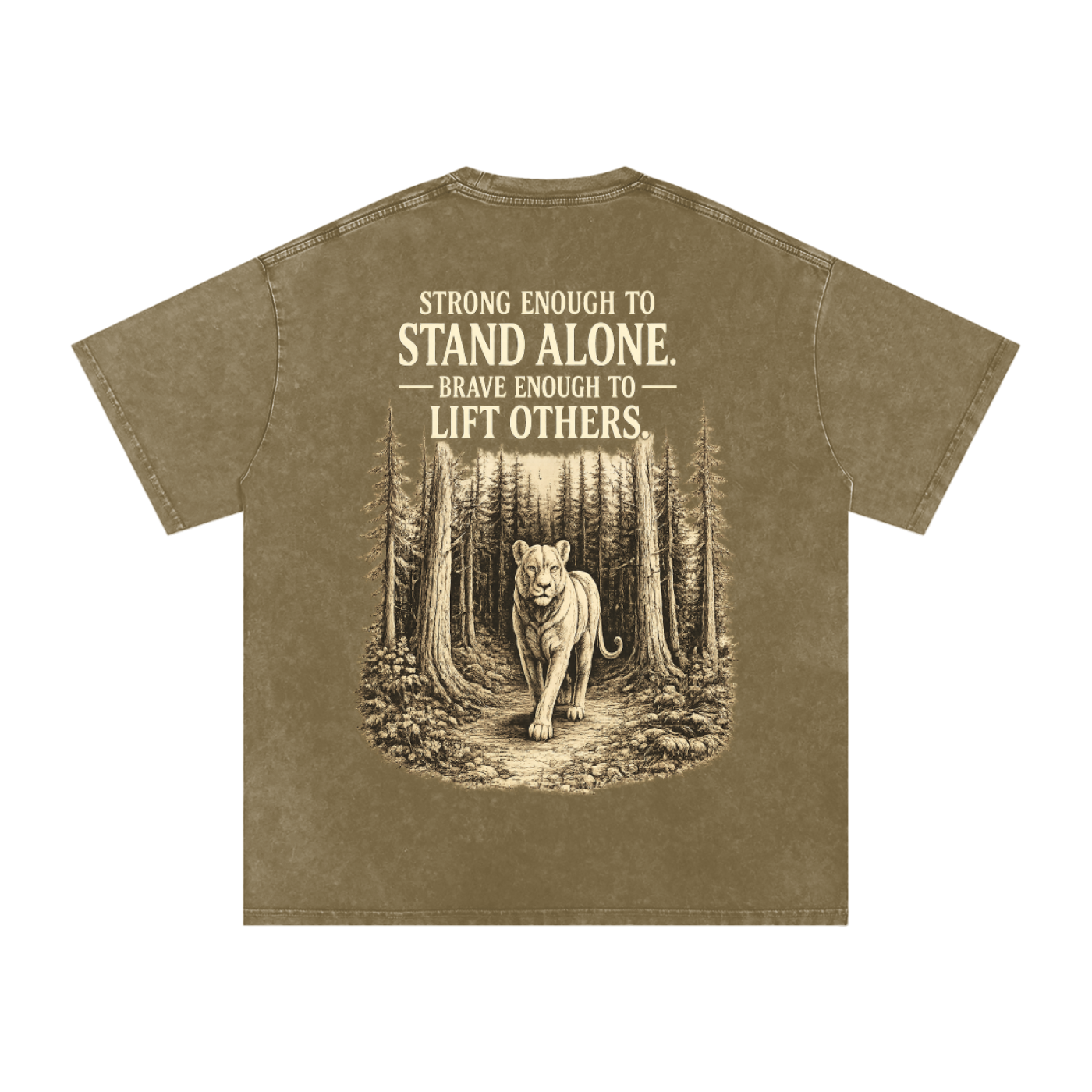 Fearless Lioness- Snow Washed Oversized Cotton Tee