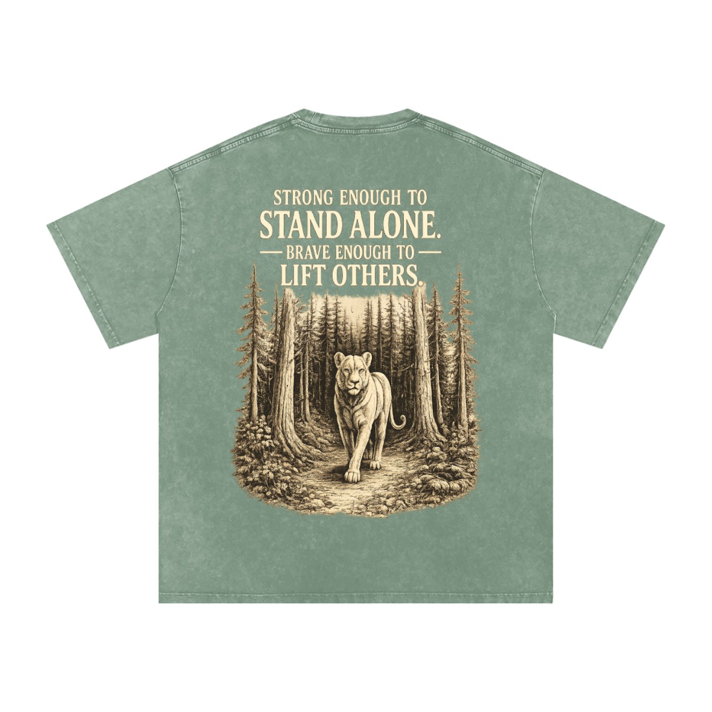 Fearless Lioness- Snow Washed Oversized Cotton Tee