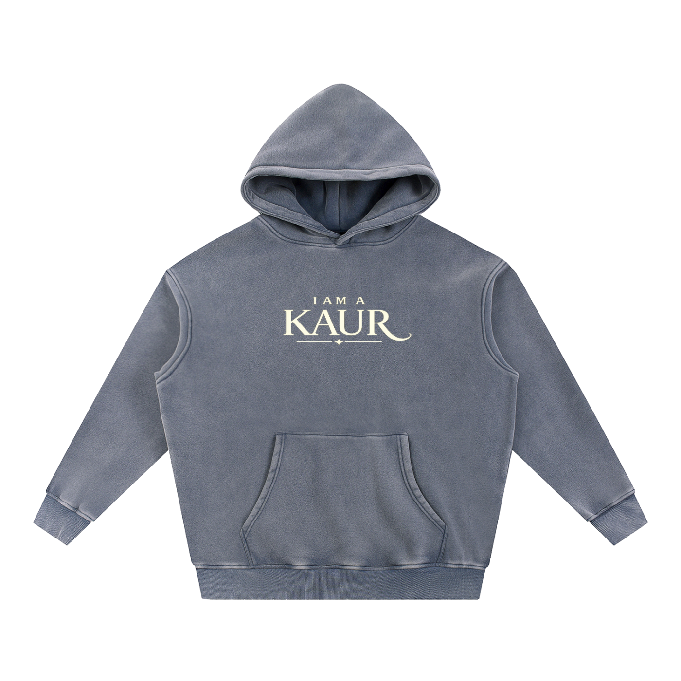 I Am A Kaur - Snow Wash Fleece Oversize Hoodie (Front and Back Design)