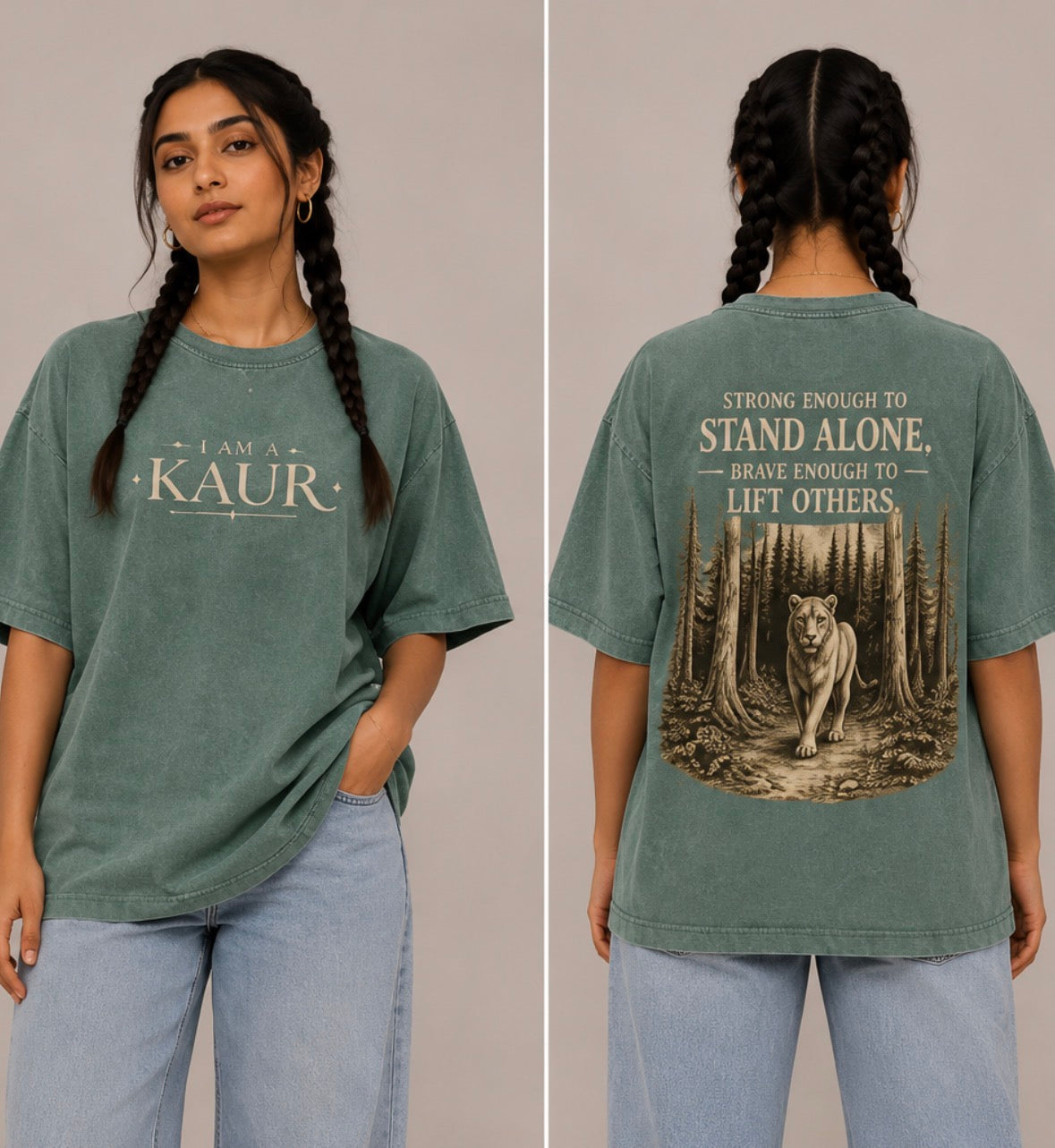 Fearless Lioness- Snow Washed Oversized Cotton Tee