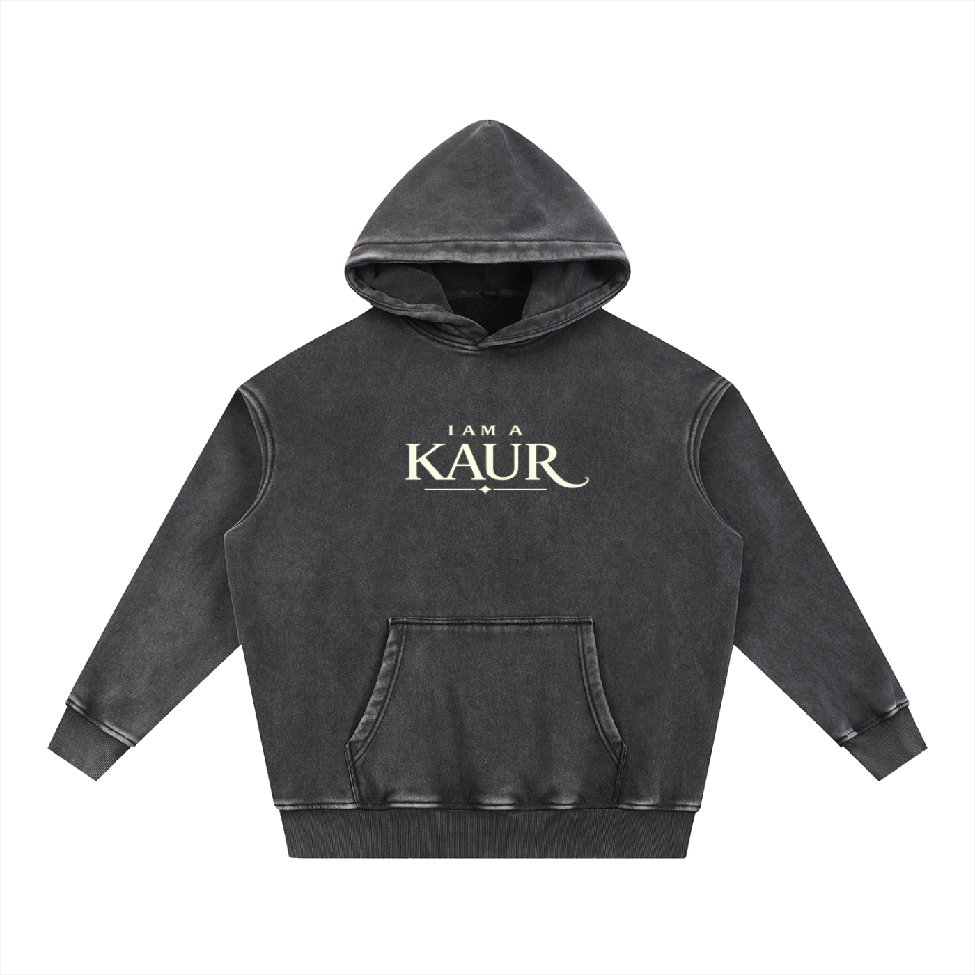 I Am A Kaur - Snow Wash Fleece Oversize Hoodie (Front and Back Design)