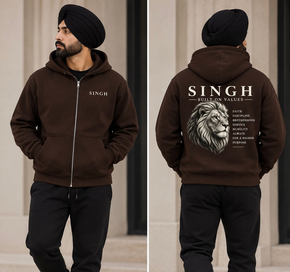 Singh Built on Values || Fleece Full Zip Hoodie