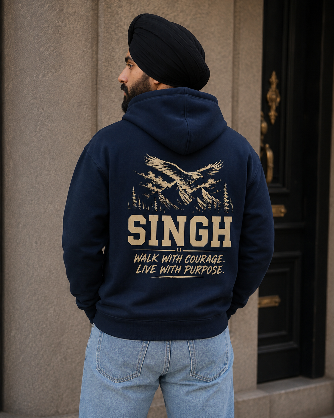 Singh- Walk with Courage || Fleece Regular Hoodie