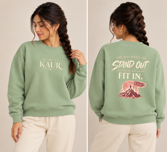 Kaur - Born To Stand Out|| Essential Fleece Mock-Neck Crew  Oversized Sweatshirt
