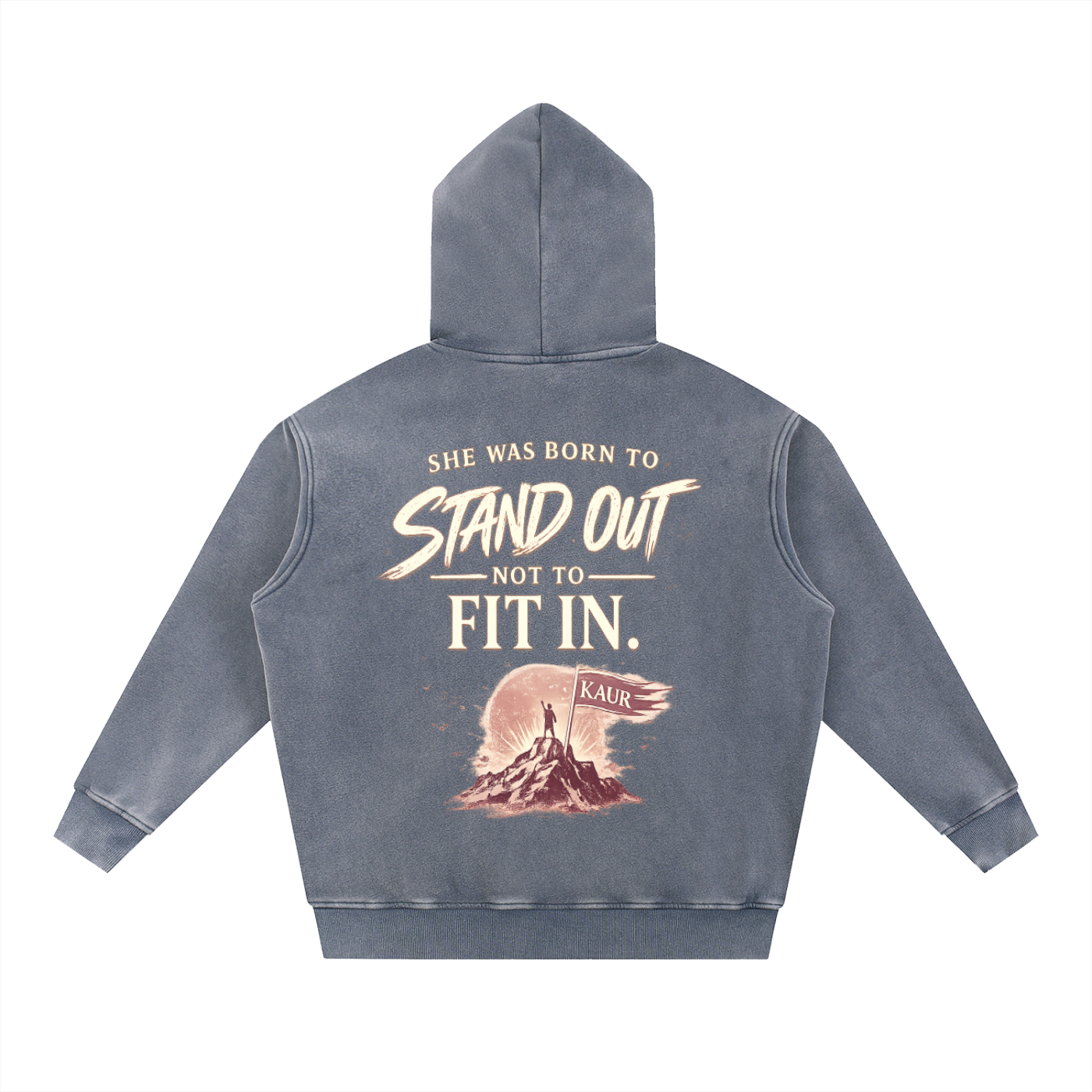 I Am A Kaur - Snow Wash Fleece Oversize Hoodie (Front and Back Design)