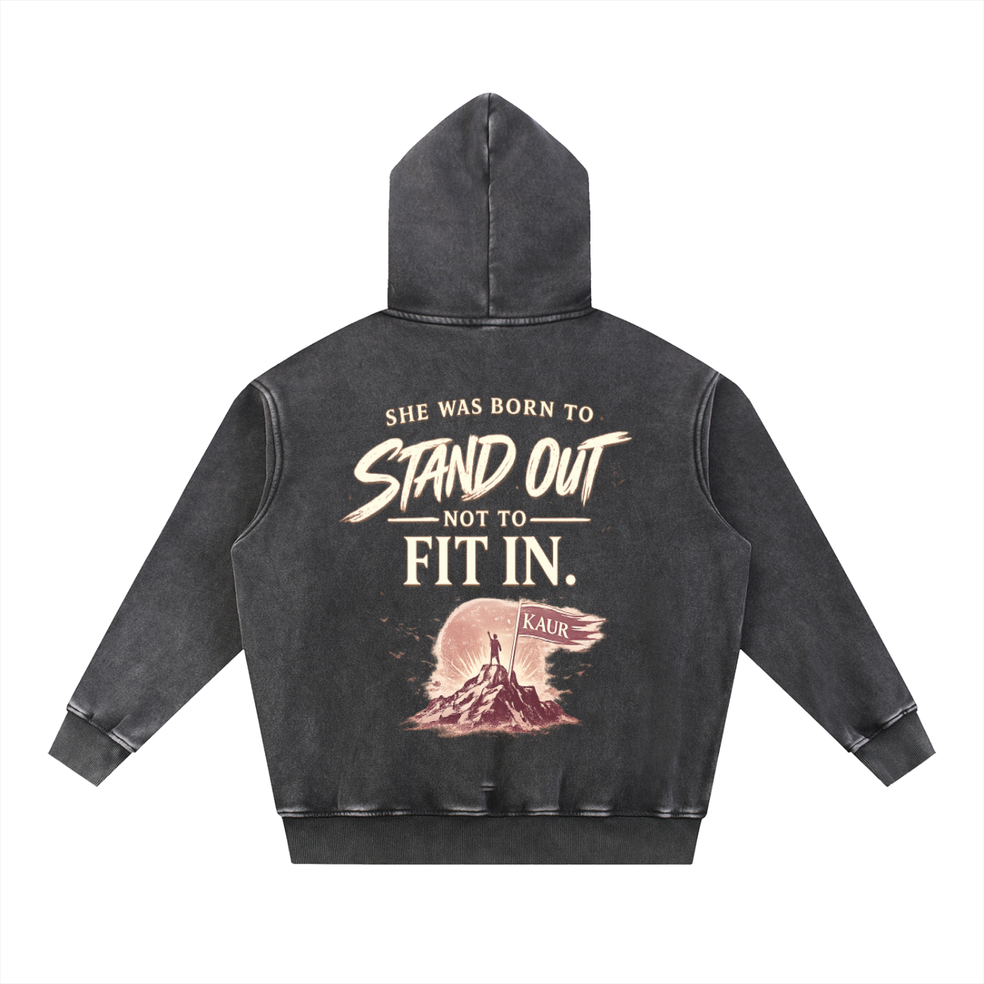 I Am A Kaur - Snow Wash Fleece Oversize Hoodie (Front and Back Design)