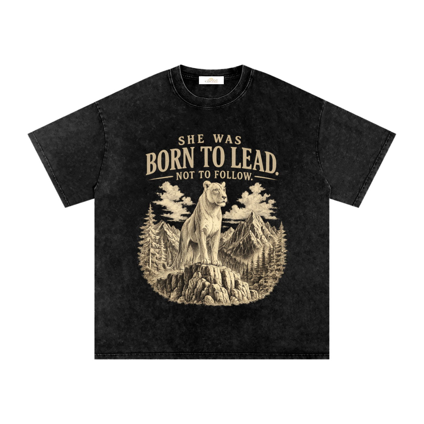 She was Born to Lead- Snow Washed Oversized Tee