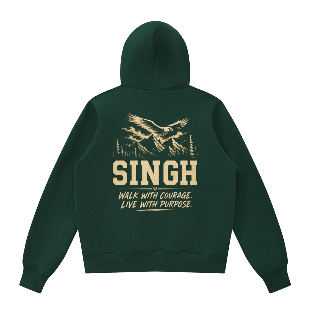 Singh- Walk with Courage || Fleece Full Zip Hoodie